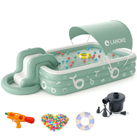 Inflatable pool with canopy and slide – Large inflatable pool for people