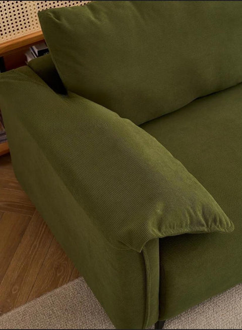 Corded Velvet Tear Resistant Emerald Green Standard Sofa, Green, Sponge