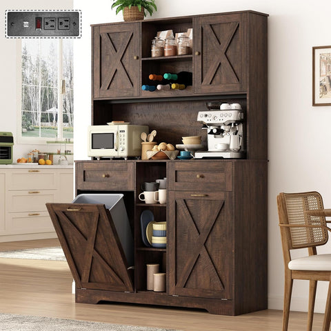 Cameron 71" Tall 47"Wide Kitchen Pantry Storage Cabinet with Power Outlets