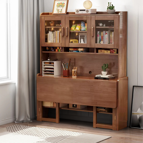 AUSTIN Plus Farmhouse Buffet Cabinets with Sliding Barn Door, Folding Coffee Table Kids Study Table