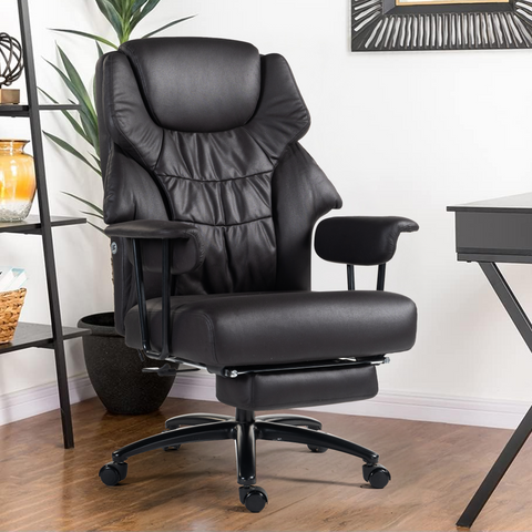 High Back Office Chair: Tech Leather, Auto Kneading Massage
