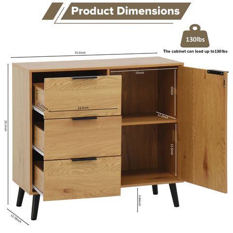 31.5" 3-Drawer Storage Cabinet