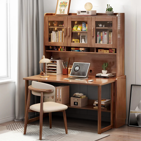 AUSTIN Plus Farmhouse Buffet Cabinets with Sliding Barn Door, Folding Coffee Table Kids Study Table