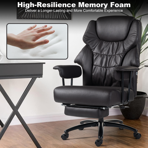 High Back Office Chair: Tech Leather, Auto Kneading Massage