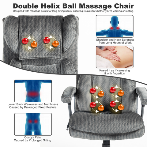 Ergonomic Office Chair with Dual Massage, Flannel Fabric, Foam/Padding for All-Day Comfort