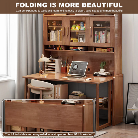 AUSTIN Plus Farmhouse Buffet Cabinets with Sliding Barn Door, Folding Coffee Table Kids Study Table