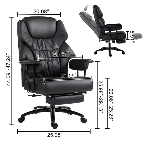 High Back Office Chair: Tech Leather, Auto Kneading Massage