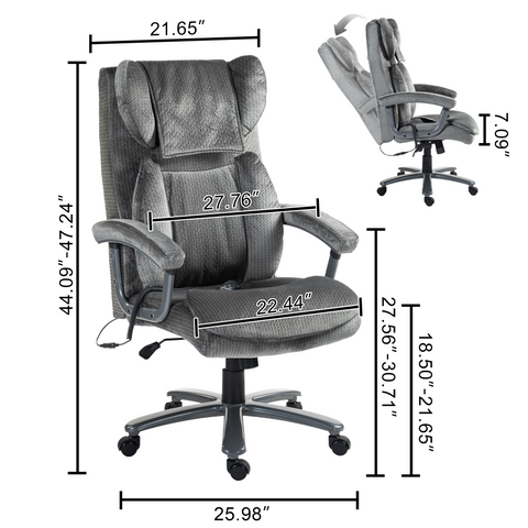 Ergonomic Office Chair with Dual Massage, Flannel Fabric, Foam/Padding for All-Day Comfort