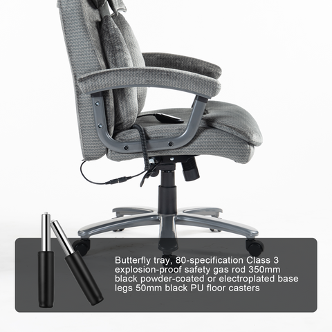 Ergonomic Office Chair with Dual Massage, Flannel Fabric, Foam/Padding for All-Day Comfort