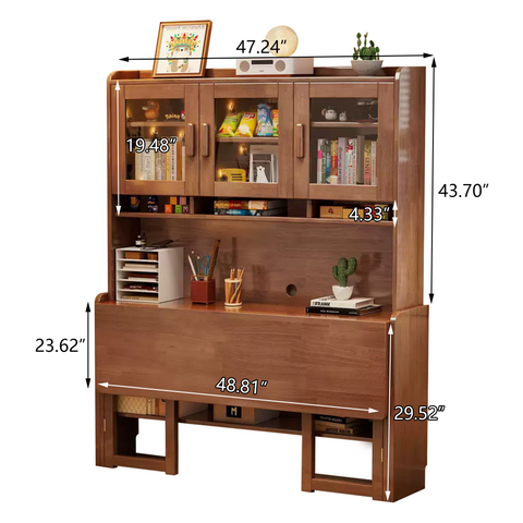 AUSTIN Plus Farmhouse Buffet Cabinets with Sliding Barn Door, Folding Coffee Table Kids Study Table