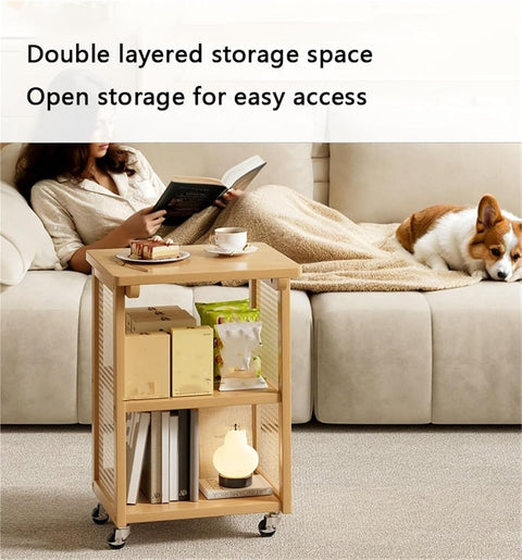 360° Rotating Mobile Coffee Table With Storage