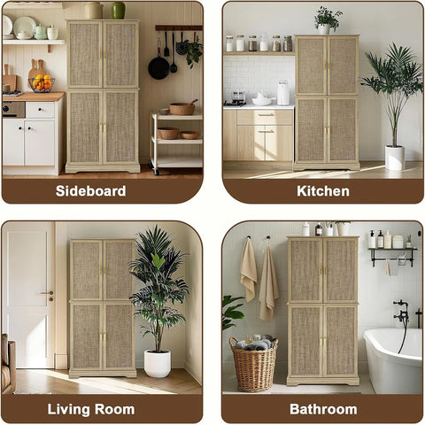 72" Storage Cabinet w/ Doors & Shelves - Light Oak