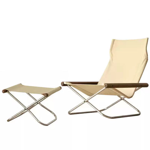 Fabric Folding Sling Chair - Nychair X Lounge Chair, Beech