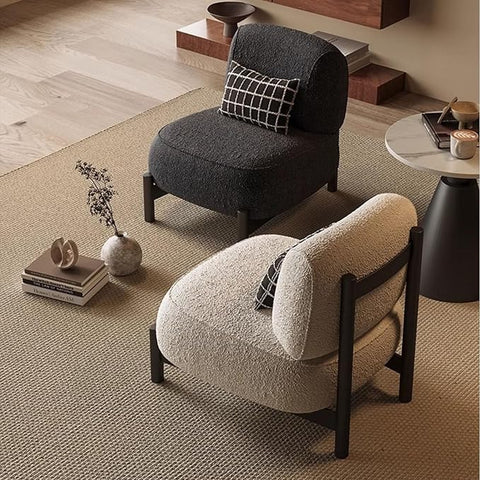 Modern Wabi-Sabi Cream Accent Chair