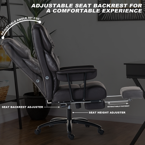 High Back Office Chair: Tech Leather, Auto Kneading Massage