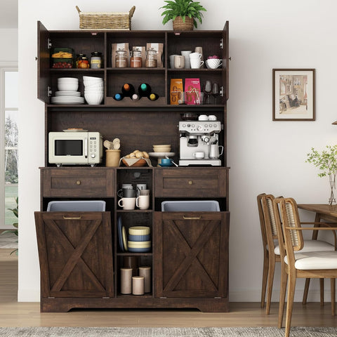 Cameron 71" Tall 47"Wide Kitchen Pantry Storage Cabinet with Power Outlets