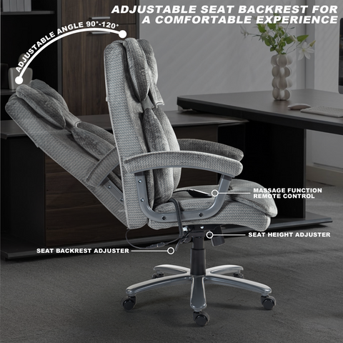 Ergonomic Office Chair with Dual Massage, Flannel Fabric, Foam/Padding for All-Day Comfort