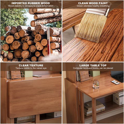 AUSTIN Plus Farmhouse Buffet Cabinets with Sliding Barn Door, Folding Coffee Table Kids Study Table
