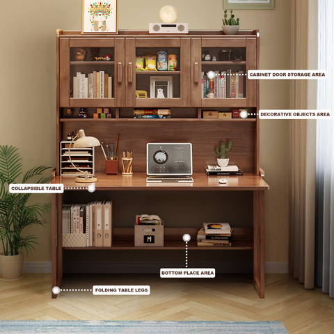 AUSTIN Plus Farmhouse Buffet Cabinets with Sliding Barn Door, Folding Coffee Table Kids Study Table