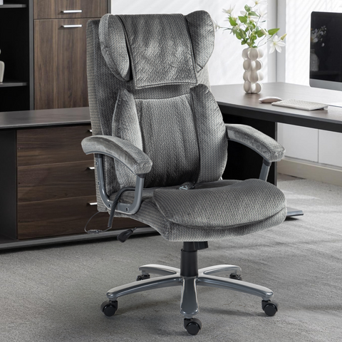 Ergonomic Office Chair with Dual Massage, Flannel Fabric, Foam/Padding for All-Day Comfort