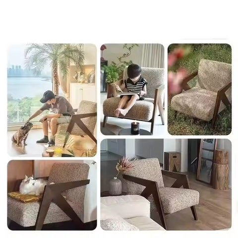 Simple Design Wooden Sofa – Elegant Single Armchair