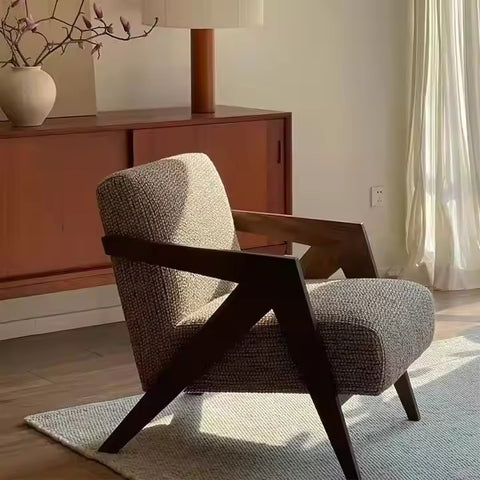 Simple Design Wooden Sofa – Elegant Single Armchair