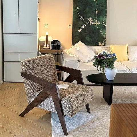 Simple Design Wooden Sofa – Elegant Single Armchair