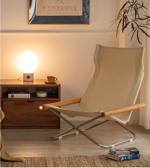 Fabric Folding Sling Chair - Nychair X Lounge Chair, Beech