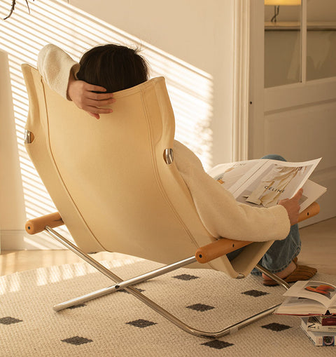 Fabric Folding Sling Chair - Nychair X Lounge Chair, Beech