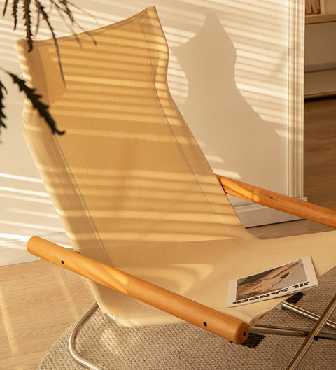 Fabric Folding Sling Chair - Nychair X Lounge Chair, Beech