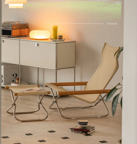 Fabric Folding Sling Chair - Nychair X Lounge Chair, Beech