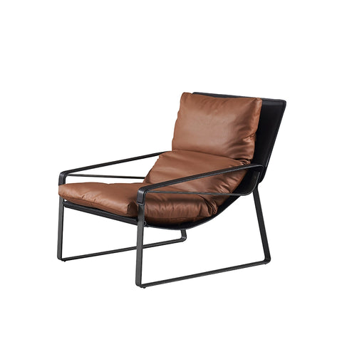 Industrial Style Genuine Leather Lounge Chair