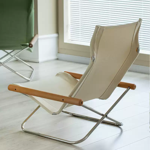 Fabric Folding Sling Chair - Nychair X Lounge Chair, Beech