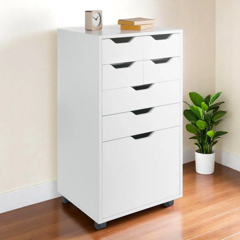 Peres Tall Rolling Storage Unit with Multi-Drawers