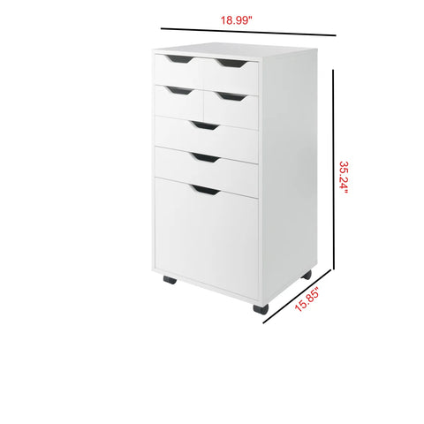 Peres Tall Rolling Storage Unit with Multi-Drawers