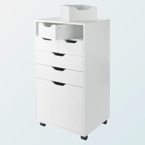 Peres Tall Rolling Storage Unit with Multi-Drawers