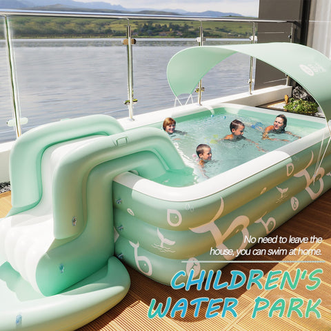 Inflatable pool with canopy and slide – Large inflatable pool for people