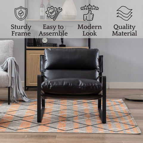 Contemporary Accent Chair - Thick Cushioned Sofa Seat