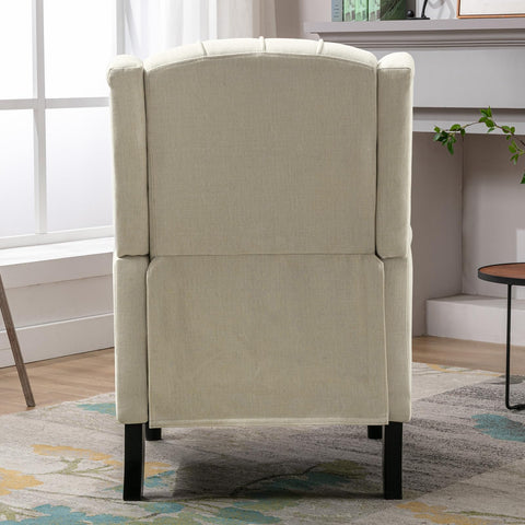 Classic Wingback Recliner Armchair - Soft Cream Fabric