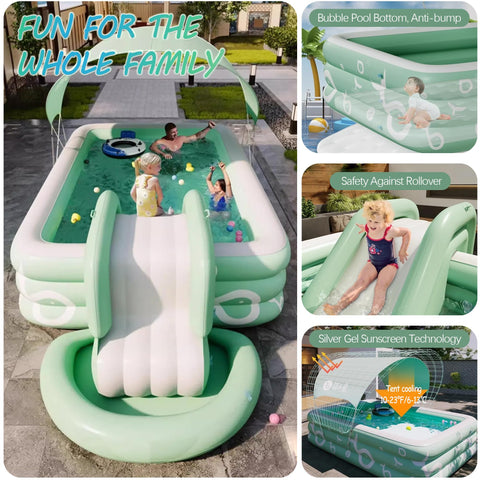 Inflatable pool with canopy and slide – Large inflatable pool for people
