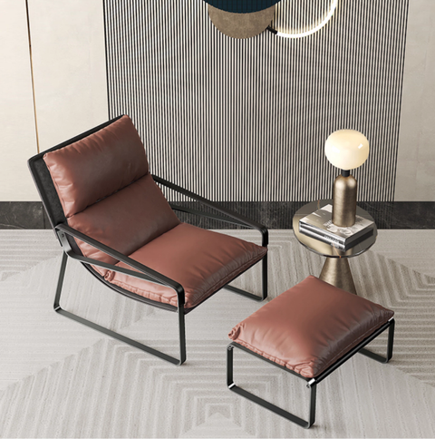 Industrial Style Genuine Leather Lounge Chair