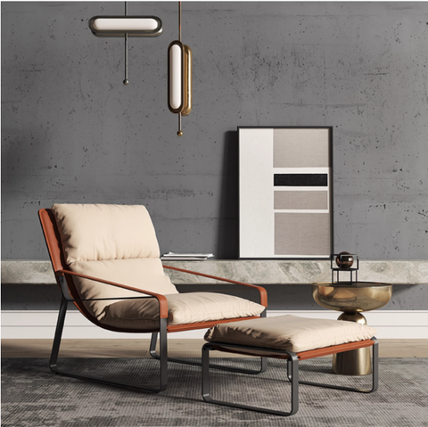 Industrial Style Genuine Leather Lounge Chair