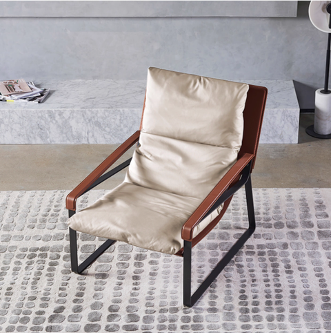Industrial Style Genuine Leather Lounge Chair