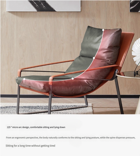 Industrial Style Genuine Leather Lounge Chair