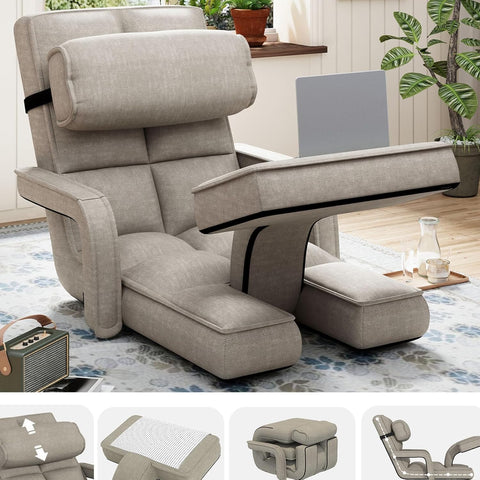 LUCA Floor Chair, Padded Folding Gaming Chair with 14-Level Adjustable Backrest