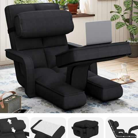LUCA Floor Chair, Padded Folding Gaming Chair with 14-Level Adjustable Backrest