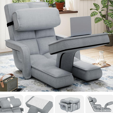 LUCA Floor Chair, Padded Folding Gaming Chair with 14-Level Adjustable Backrest