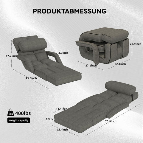 LUCA Floor Chair, Padded Folding Gaming Chair with 14-Level Adjustable Backrest