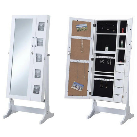 Big Stand-Up Jewelry Armoire Mirror With Drawers