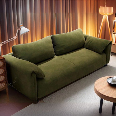 Corded Velvet Tear Resistant Emerald Green Standard Sofa, Green, Sponge